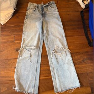 Zara Light Blue Relaxed Distressed Jeans